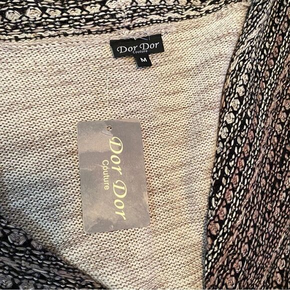 DOR DOR COUTURE HIGH LOW CARDIGAN OPEN FRONT SWEATER W/EMBELLISHED CLIP M NWT - Picture 11 of 15